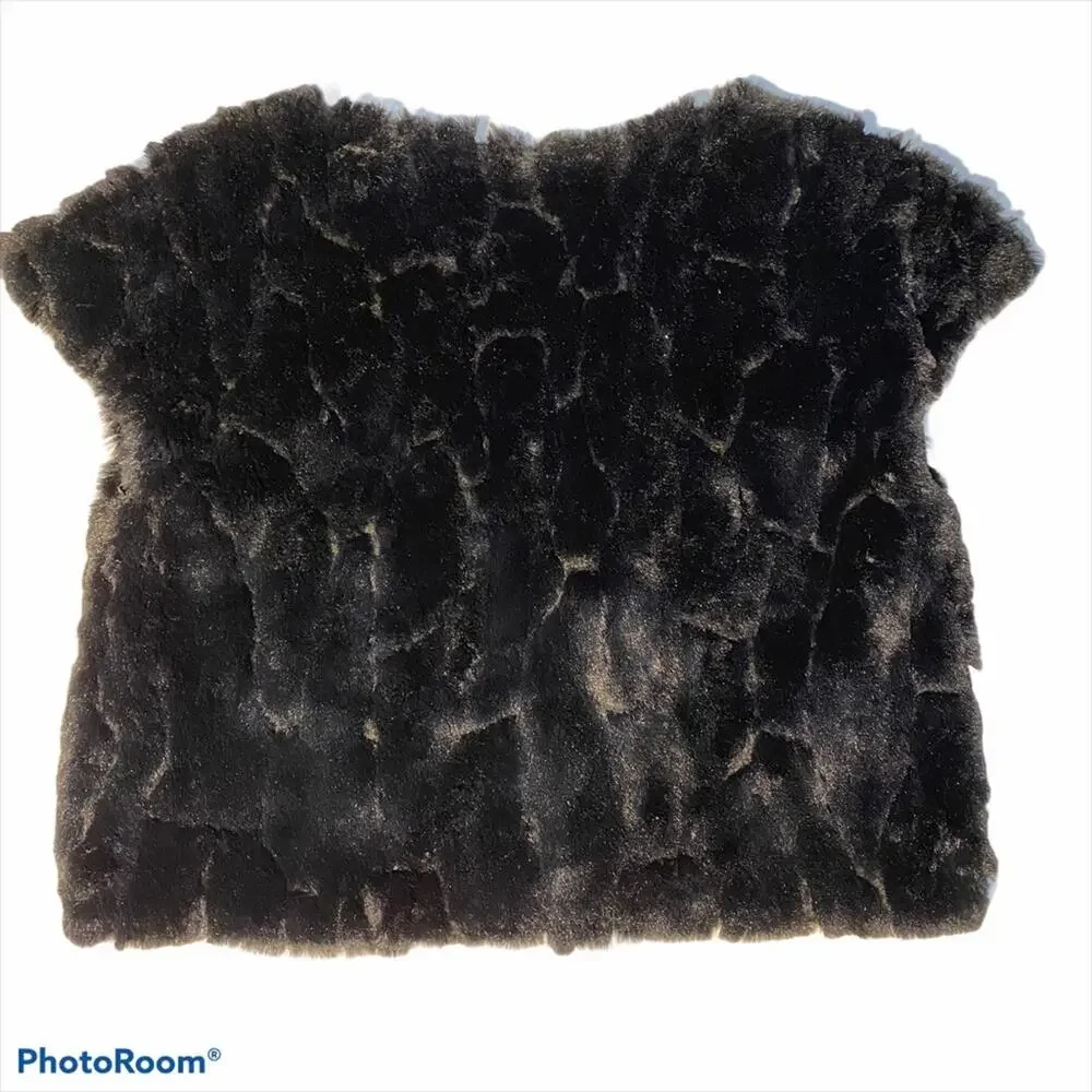 Cat Jack Vest Girls Size Large Faux Fur Black Ebony Special Occasion 10/12